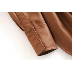 Vintage lockere Lederjacke - mit Gürtel