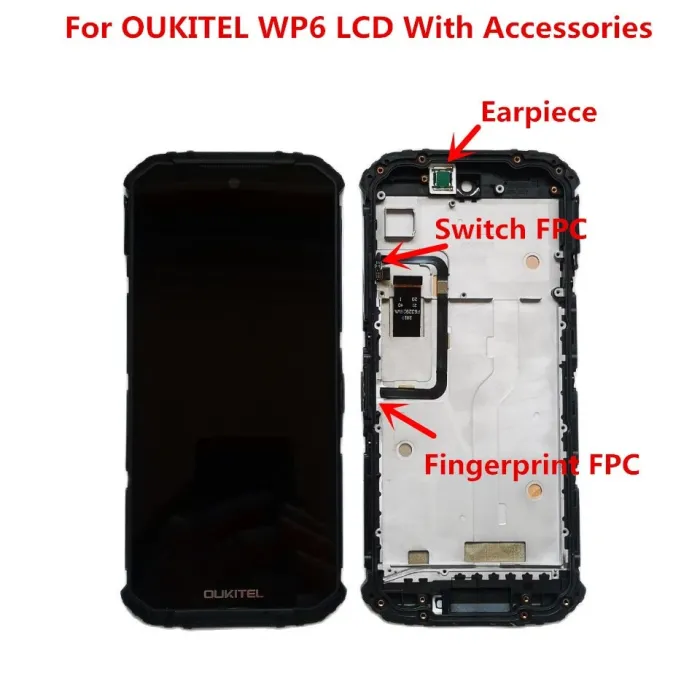 Oryginalny ekran dotykowy 6,3 cala - wyświetlacz LCD 2340 x 1080 - z ramką - Digitizer - zestaw montażowy - dla OUKITEL WP6Ek...
