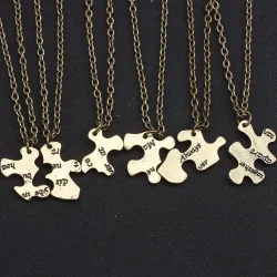 "Always Together Never Apart" - vintage pusselhänge - halsband - 5 delar