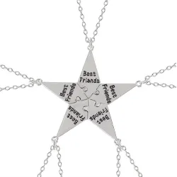 "Best Friends" - vijfpuntige ster hanger met ketting - 3 - 8 stuksHalskettingen