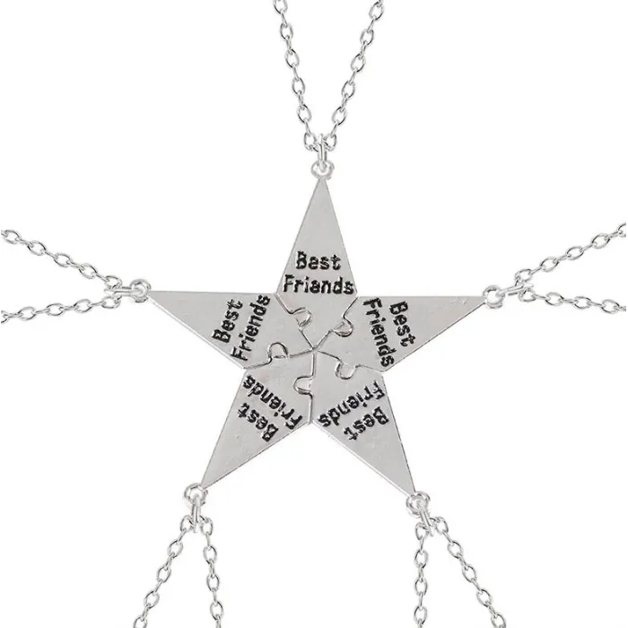 "Best Friends" - pięcioramienna gwiazda wisiorek z naszyjnikiem - 3 - 8 sztukNaszyjniki