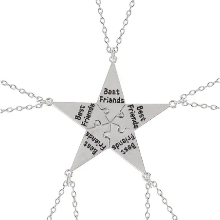 "Best Friends" - pięcioramienna gwiazda wisiorek z naszyjnikiem - 3 - 8 sztukNaszyjniki