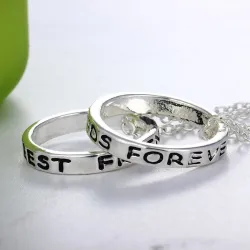 "Best Friends Forever" Schriftzug Kreisanhänger - dreifarbige Halskette