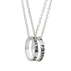 "Best Friends Forever" lettering circle pendant - three color necklace