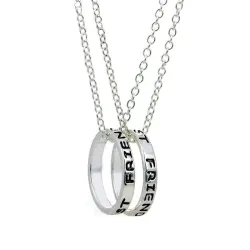 "Best Friends Forever" Schriftzug Kreisanhänger - dreifarbige Halskette