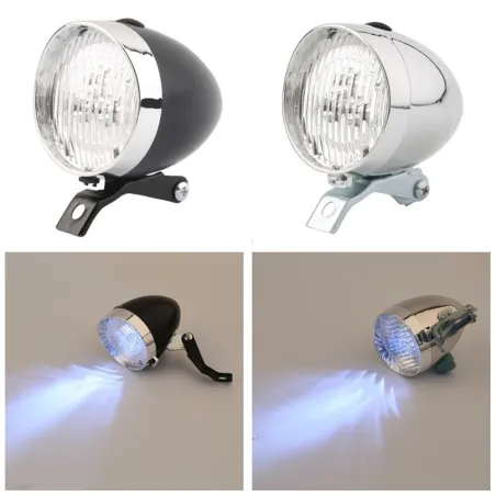 3 LED - vintage - phare de vélo - avant - flash