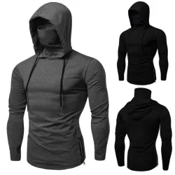Herren Langarm-Hoodie - mit Gesichtsbedeckung