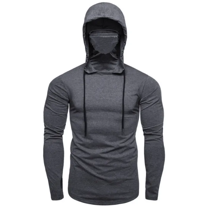 Herren Langarm-Hoodie - mit Gesichtsbedeckung