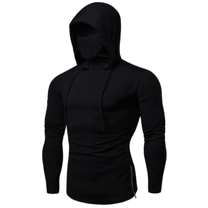 Men's long sleeve hoodie - with face cover
