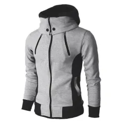 Modieuze herenhoodie - met col - lange mouwen / zakken / ritsenHoodies & Sweaters