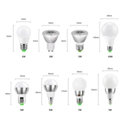 E14E14 - E27 - GU10 / 5W - 7W - AC110V - 220V - Bombilla LED RGB regulable con mando a distancia IR 16 colores
