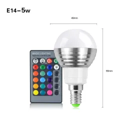 E14 - E27 - GU10 / 5W - 7W - AC110V - 220V - ściemnialna żarówka LED RGB z pilotem IR 16 kolorówE14