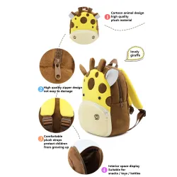 BolsasAnimales de dibujos animados en 3D - Mochila de felpa para niños - Mochila escolar