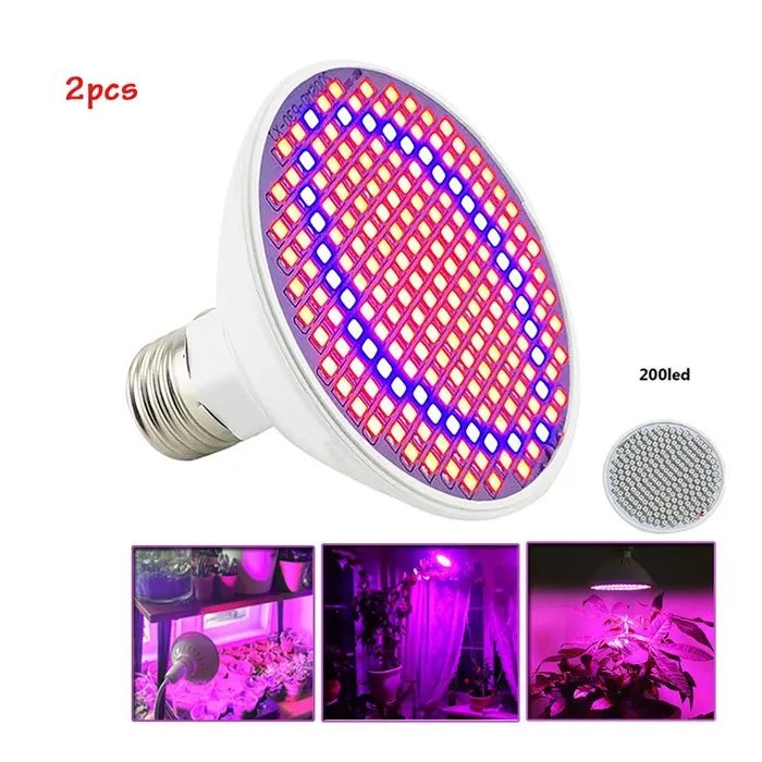 Lampe LED E27 - 200 LED - lampe de culture - culture hydroponique - 2 pièces