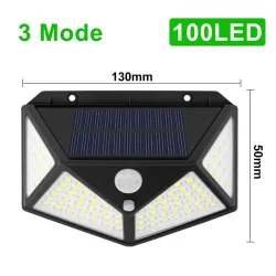 Zewnętrzne / ogrodowe oświetlenie solarne - lampa - wodoodporna - czujnik ruchu - 3 tryby - 100 LEDOświetlenia słonecznego