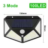 Utomhus/trädgårdssolljus - lampa - vattentät - rörelsesensor - 3-lägen - 100 LED