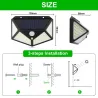 Utomhus/trädgårdssolljus - lampa - vattentät - rörelsesensor - 3-lägen - 100 LED