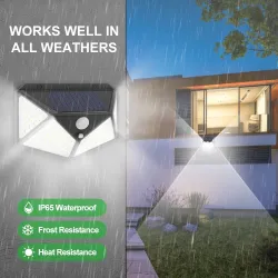 Zewnętrzne / ogrodowe oświetlenie solarne - lampa - wodoodporna - czujnik ruchu - 3 tryby - 100 LEDOświetlenia słonecznego