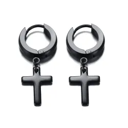 AretesPendientes con cruz - unisex - acero inoxidable
