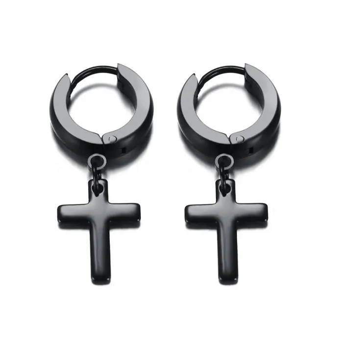AretesPendientes con cruz - unisex - acero inoxidable