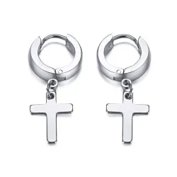 Boucles d'oreilles avec croix - unisexe - acier inoxydable