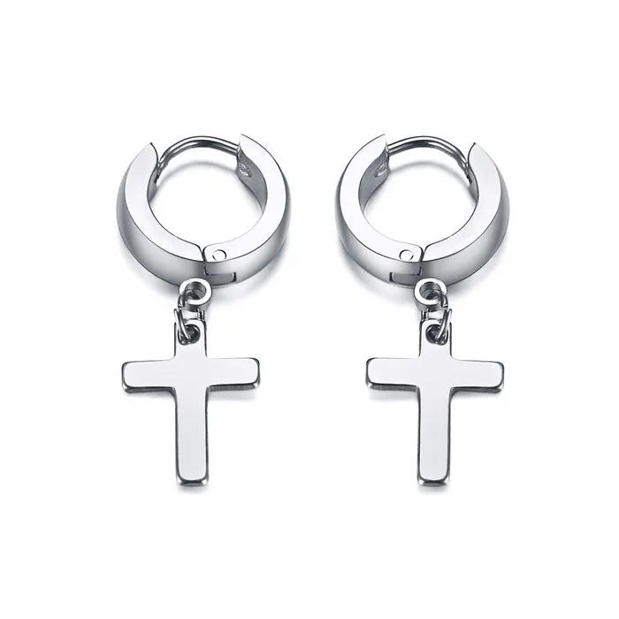Boucles d'oreilles avec croix - unisexe - acier inoxydable