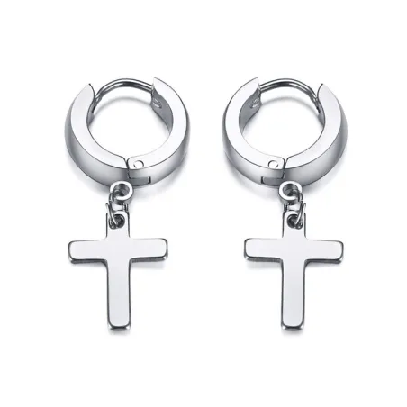 AretesPendientes con cruz - unisex - acero inoxidable