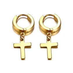 AretesPendientes con cruz - unisex - acero inoxidable