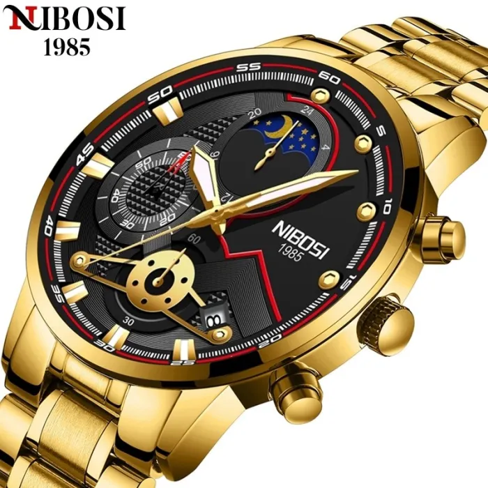 NIBOSI - luxuriöse Herrenuhr - wasserdicht - Quarz - Edelstahl