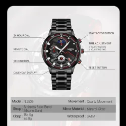NIBOSI - montre de luxe pour homme - étanche - Quartz - acier inoxydable