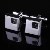 Elegant square cufflinks - silver - with crystalsCufflinks
