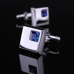 Eleganti gemelli quadrati - argento - con cristalli