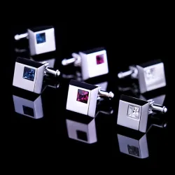 GemelosGemelos cuadrados elegantes - plata - con cristales