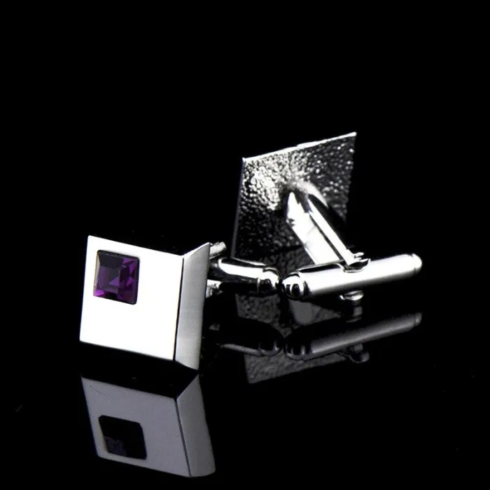 Elegant square cufflinks - silver - with crystals