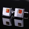 Elegant square cufflinks - silver - with crystals
