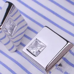 Eleganti gemelli quadrati - argento - con cristalli