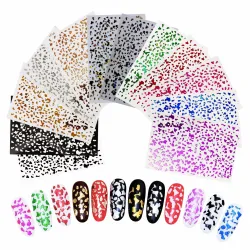 3D Nagelsticker - farbige Goldfolie mit Punkten - selbstklebend
