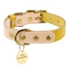 Lederhalsband - für Hunde / Katzen - personalisierter Kosename - Telefonnummer - ID-Tag