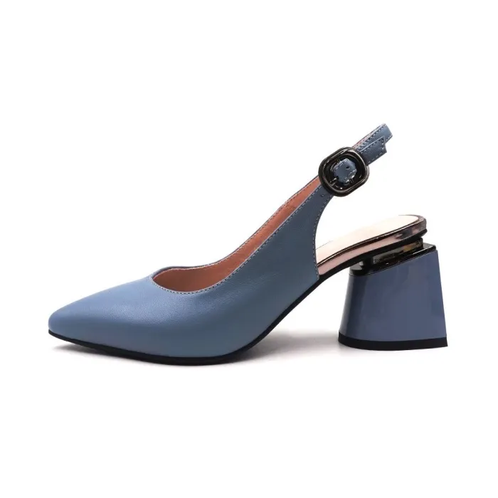 Elegante Sandalen - Slingback-Pumps - echtes Leder