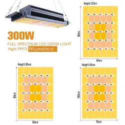 Oświetlenie LED do uprawy roślin - pełne spektrum - fito-lampa - 465 LED - 300W - 4 sztukiLampa Wzrostu