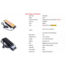 Oświetlenie LED do uprawy roślin - pełne spektrum - fito-lampa - 465 LED - 300W - 4 sztukiLampa Wzrostu