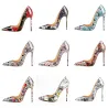 Stijlvolle sexy stiletto's - pumps met dunne hak - spitse neus - lakleer - lenteprintHoge hakken