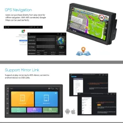 Universelles Autoradio - MP5-Player - 2 Din - Android - Bluetooth - GPS - MirrorLink - Touchscreen - Kamera