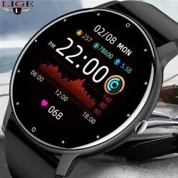 LIGE - Smart Watch - pełny ekran dotykowy - fitness tracker - ciśnienie krwi - wodoodporny - Bluetooth - Android IOSInteligen...