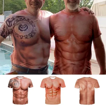 Creatief t-shirt met korte mouwen - met 3D-print - sterke spieren / tattooT-Shirts