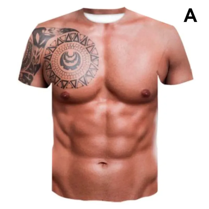 Creatief t-shirt met korte mouwen - met 3D-print - sterke spieren / tattooT-Shirts