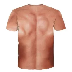 Creative short sleeve t-shirt - with 3D printing - strong muscles / tattoo