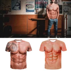 Creatief t-shirt met korte mouwen - met 3D-print - sterke spieren / tattooT-Shirts