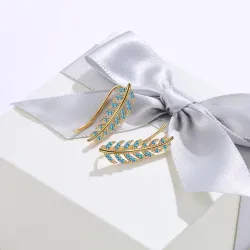 Elegante bladvormige oorbellen - met kristallen - 925 Sterling zilverOorbellen