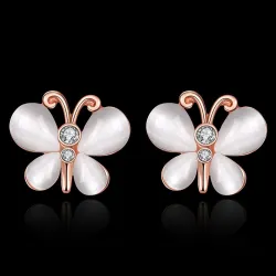 Studded earrings for women -  white opal